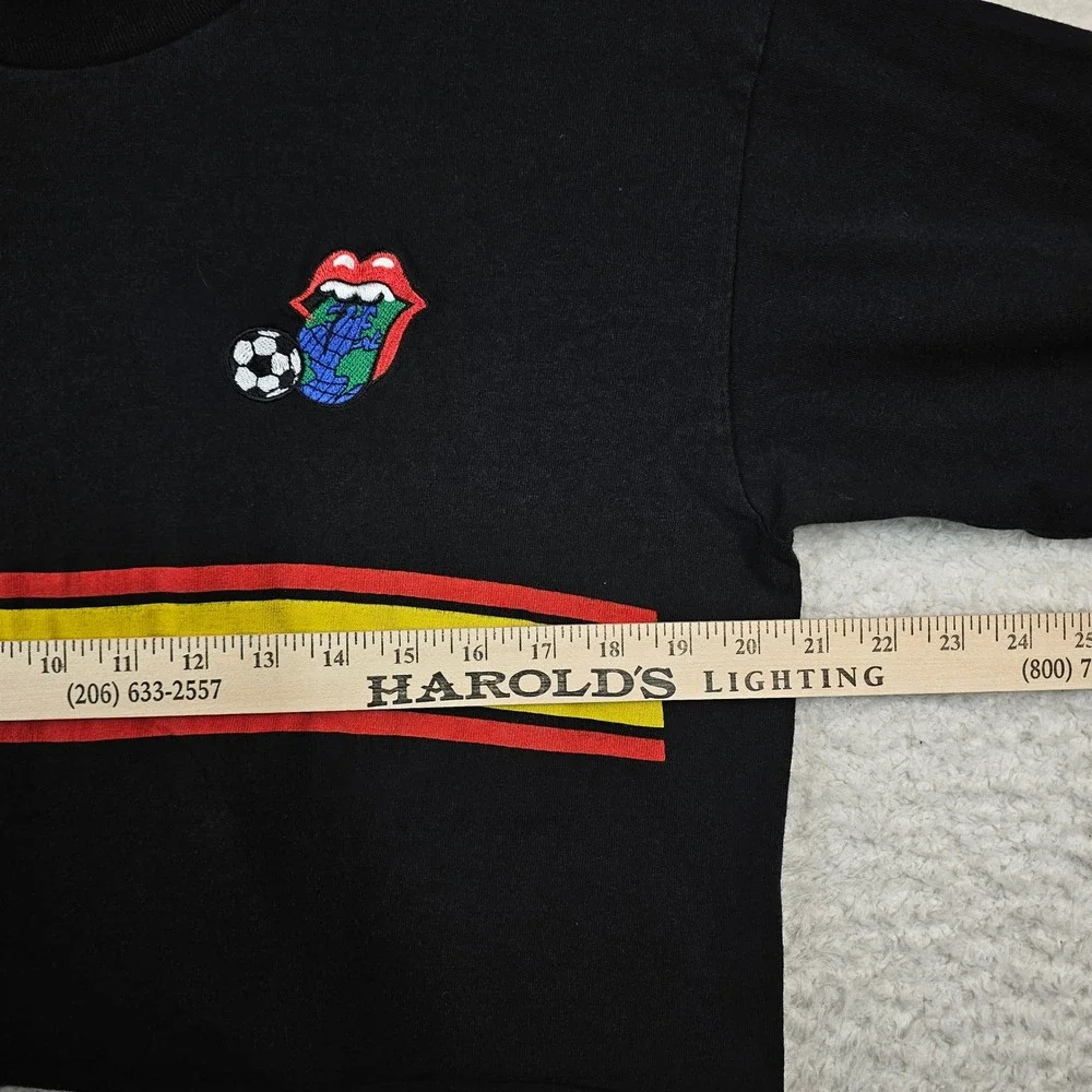 Vintage 1997 Rolling Stones Football Cropped‎ Long Sleeve Shirt Black Large 90s